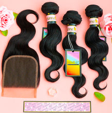 Load image into Gallery viewer, Peruvian Mink 3 Bundles + 4x4 Closure Deals (Light Brown Lace) - Body Wave
