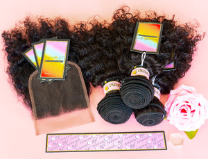 Peruvian Mink 3 Bundles + 4x4 Closure Deals (Light Brown Lace) - Kinky Curly
