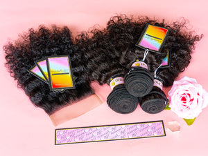Peruvian Mink 3 Bundles + 4x4 Closure Deals (Light Brown Lace) - Kinky Curly